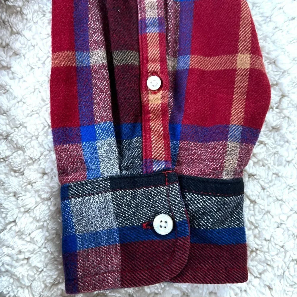 The North Face Arroyo Red Black Blue Plaid Heavyweight Flannel Shirt SZ XL